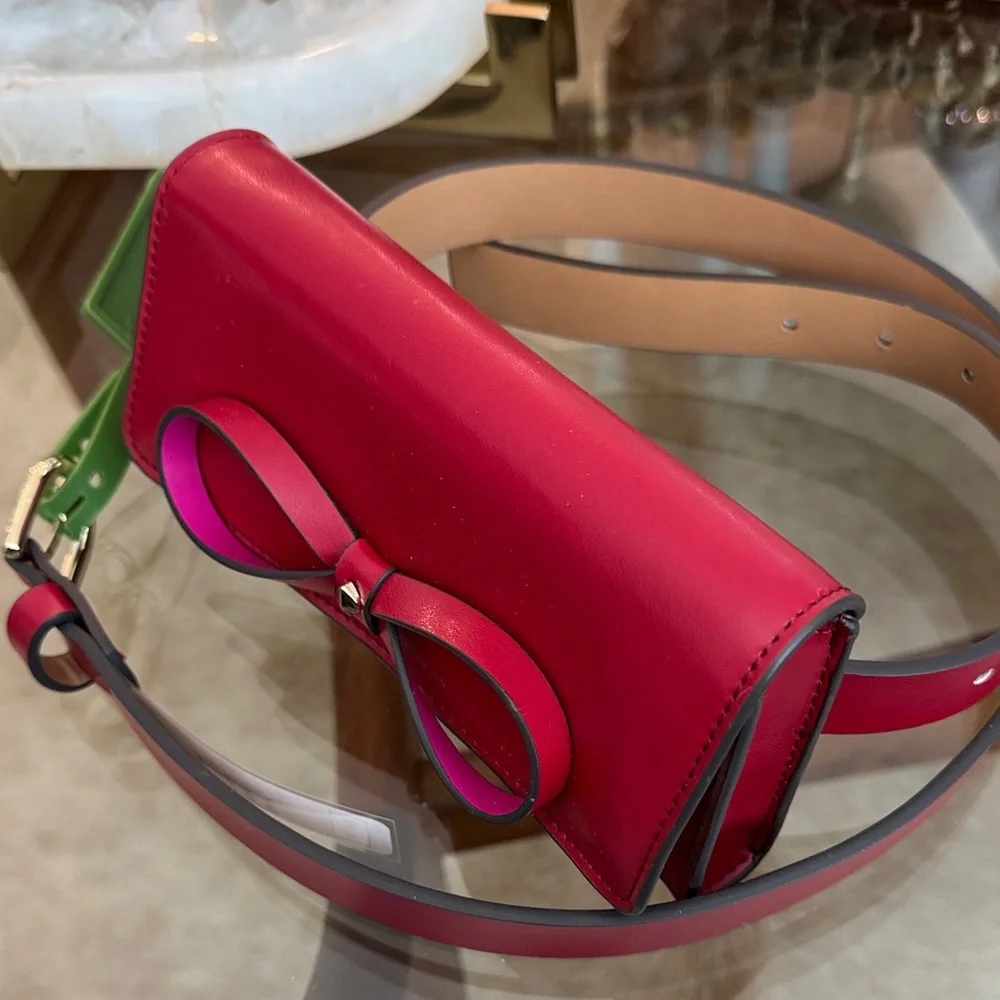 Kate Spade Cherry Red Clutch belt with Bow Accent